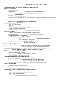 Historical & Legal Foundations of Special & Inclusive Education