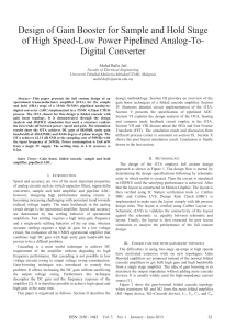 Gain Booster Design for Pipelined ADC Sample & Hold Stage