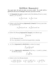 Calculus Homework: Integration Techniques