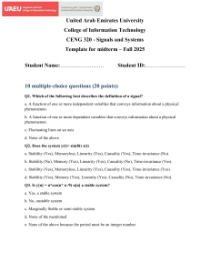 Signals and Systems Midterm Exam Template - UAEU