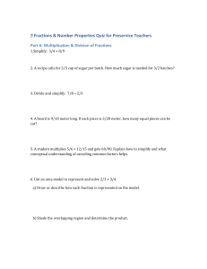Fractions & Number Properties Quiz for Teachers