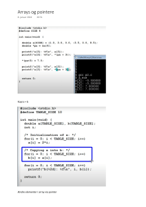 Arrays og Pointere i C: Eksempler og Forklaringer
