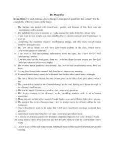 Quantifiers Worksheet: English Grammar Practice