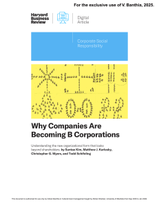 Why Companies Are Becoming B Corporations: A Harvard Business Review Article