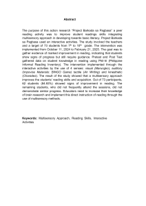 Multisensory Approach to Improve Reading Skills: Action Research Abstract
