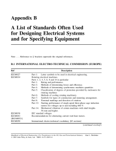 IEC Standards for Electrical Systems Design & Equipment Specification