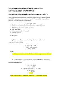 SITUACIONES PROLEMATICAS DE ECUACIONES EXPONENCIALES Y LOGARITMICAS
