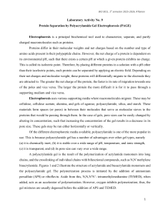 Protein Separation by PAGE: Lab Activity & Principles (BIO 301L)