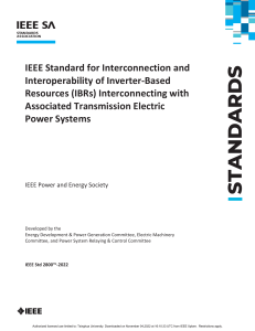 IEEE 2800 Standard: Inverter-Based Resource Interconnection