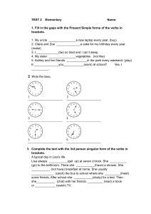 Elementary English Grammar Test 2: Present Simple & Time