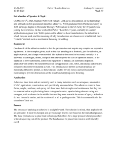Industrial Adhesives: Parker/Lord Technology & Applications