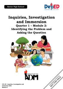 Inquiries, Investigation and Immersion Module 2