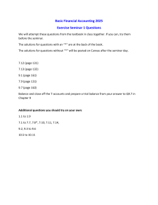 Financial Accounting Exercise Seminar Questions