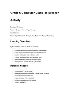 6th Grade Computer Class Ice Breaker: Digital Detective