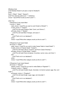 Python Shabbat Meal Planner Code Example | Beginner Programming