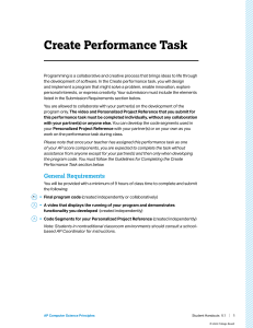 AP CSP Create Performance Task Guide