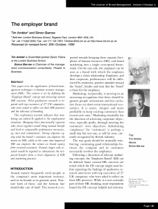 The Employer Brand: Applying Marketing to HR Management