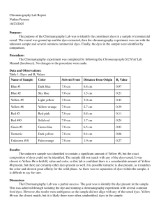 Chromatography Lab Report: Cereal Dye Identification & Rf Values