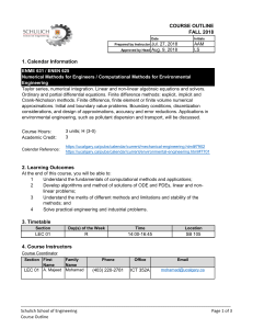 ENME 631/ENEN 625 Course Outline - Numerical Methods