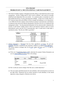 Multinational Cash Management Problem Set 4: FINA7IB 2025