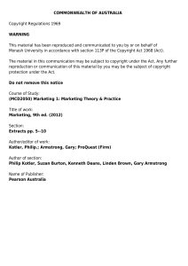 Marketing Theory & Practice: Customer Value & Marketing Process