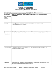 Pathophysiology Framework Worksheet for Nursing Students