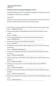 Pathogenic Cocci: Staphylococcus, Streptococcus, Neisseria Activity