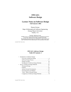 SWE 621: Software Design Lecture Notes by Hassan Gomaa (2006)