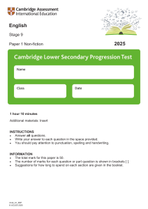 Cambridge English Stage 9 Non-fiction Paper 1 Exam 2025