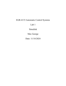 EGR-4133 Automatic Control Systems Lab 1: Simulink Introduction