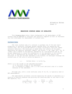 BET Surface Area Measurement in Catalysts: Altamira Note