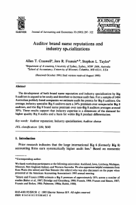 Auditor Brand Name & Industry Specialization: Audit Fee Premia Study