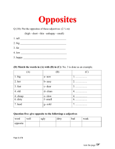English Adjective Opposites Worksheet | Vocabulary Practice
