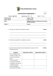 Year 5 PSHE Assessment: Emotional Responses & Wellbeing