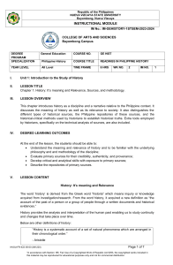 Philippine History Module: Meaning, Relevance, Sources & Methodology