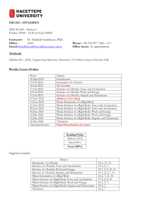 IMU243 Dynamics Syllabus 2025-26 Fall - Hacettepe University