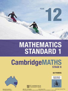 Mathematics Standard 1 Year 12 Textbook | Cambridge Maths Stage 6