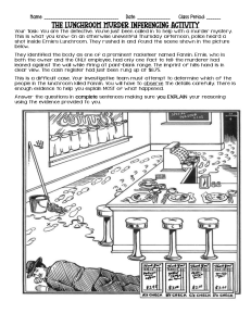 Lunchroom Murder Inferencing Activity | Critical Thinking Worksheet