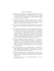 Lista 2 - Eletromagnetismo: Problemas de F&iacute;sica