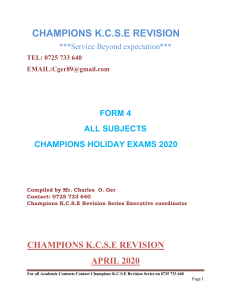 Form 4 English Exam Paper - Champions K.C.S.E Revision