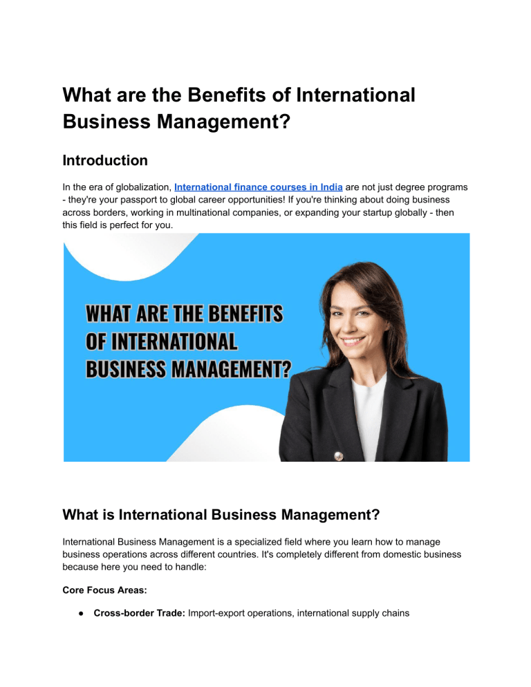 Picture Idea: Benefits Of International Business Management Global Careers Growth