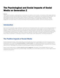 Psychological and Social Impacts of Social Media on Gen Z