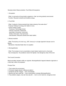 Bioaccumulation, Food Webs & Ecosystems Study Guide