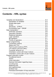KUKA Robot Language (KRL) Syntax Quickguide
