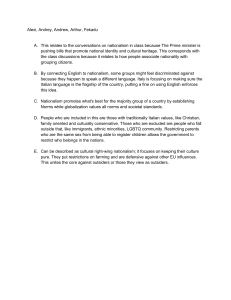 Nationalism: Class Discussion Excerpts & Notes