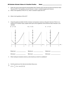 AB Calculus Practice: Extreme Values, IVT, EVT, Extrema Problems