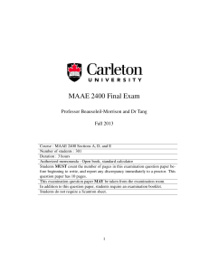 MAAE 2400 Final Exam - Thermodynamics & Heat Transfer (Fall 2013)