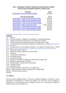 NR 31: Seguran&ccedil;a e Sa&uacute;de na Agricultura, Silvicultura e Aquicultura