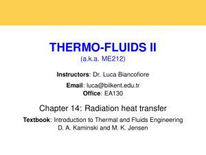 Thermo-Fluids II (ME212): Chapter 14 - Radiation Heat Transfer