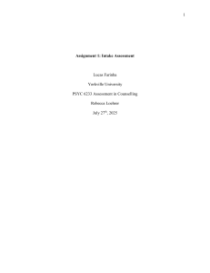 Intake Assessment Report: Client Profile & Clinical Impressions